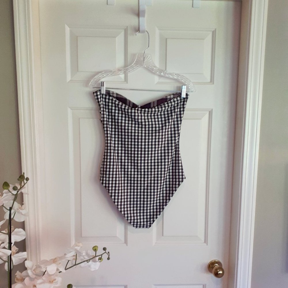 NWT Volcom reversible plaid one piece swimsuit, M - Picture 8 of 13